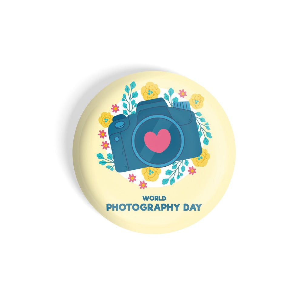 dhcrafts Round Fridge Magnet Yellow World Photograpphy Day D2 Glossy Finish Design Pack of 1 (58 mm)